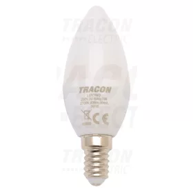   Tracon Gyertya burájú LED fényforrás, tejüveg 230 V, 50 Hz, 7 W, 2700 K, E14, 500 lm, 250°