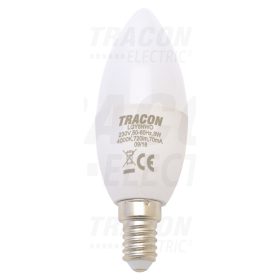   Tracon Gyertya burájú LED fényforrás, tejüveg 230 V, 50 Hz, 8 W, 4000 K, E14, 570 lm, 250°