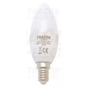   Tracon Gyertya burájú LED fényforrás, tejüveg 230 V, 50 Hz, 8 W, 4000 K, E14, 570 lm, 250°