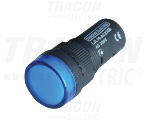 Tracon LED-es jelzőlámpa, kék 230V AC/DC, d=16mm
