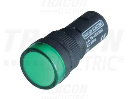 Tracon LED-es jelzőlámpa, zöld 230V DC, d=16mm