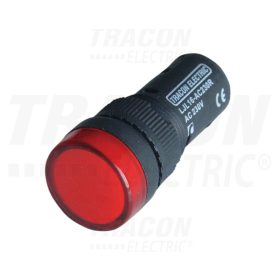 Tracon LED-es jelzőlámpa, piros 230V DC, d=16mm