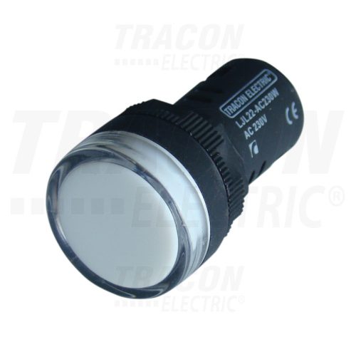 Tracon LED-es jelzőlámpa, fehér 12V AC/DC, d=16mm