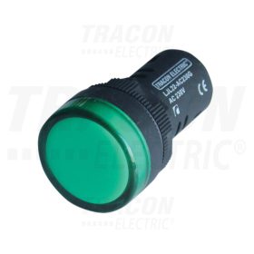 Tracon LED-es jelzőlámpa, zöld 230V DC, d=22mm