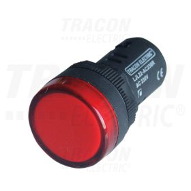 Tracon LED-es jelzőlámpa, piros 230V DC, d=22mm