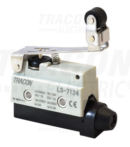 Tracon Helyzetkapcsoló, rugószáras-csuklógörgő 1×CO, 2A/230V AC, 65mm, IP40