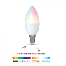   DURA SMART LED CANDLE 5W RGB+W E14 gyertya, wifi, Bluetooth, Amazon Alexa, Google Voice Assistant