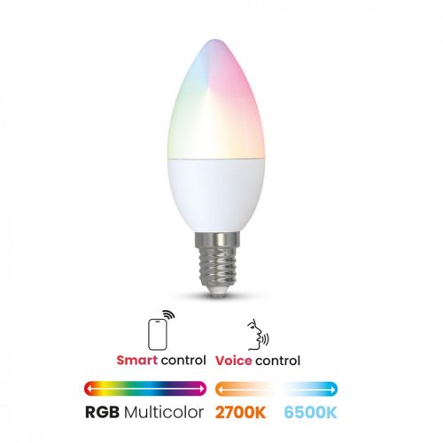 DURA SMART LED CANDLE 5W RGB+W E14 gyertya, wifi, Bluetooth, Amazon Alexa, Google Voice Assistant