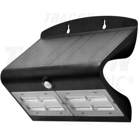   Tracon Napelemes LED fali világítótest mozgásérzékelővel, fekete 6,8 W, 4000 K, 800 lm, IP65, 3,7 V, 4 Ah