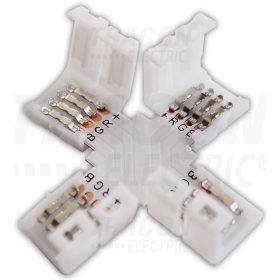   Tracon Forrasztás nélküli "X" gyorscsatlakozó RGB LED szalagokhoz W=10 mm, 4P