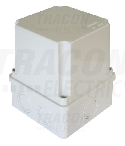 Tracon Műanyag doboz, kikönnyített, világos szürke, teli fedéllel 100×100×120mm, IP55