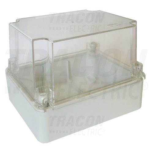 Tracon Műanyag doboz, kikönnyített,világos szürke,átlátszó fedéllel 190×145×140mm, IP55