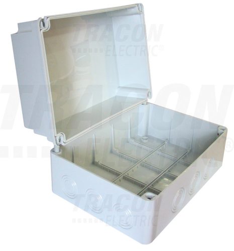 Tracon Műanyag doboz, kikönnyített, világos szürke, teli fedéllel 310×230×180mm, IP55