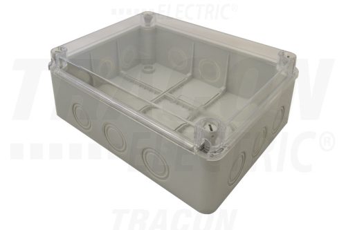Tracon Elektronikai doboz, világos szürke, átlátszó fedéllel 250×200×90, IP67
