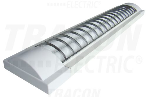 Tracon Mennyezeti fénycsöves lámpatest műanyag védőráccsal 230V, 50Hz, T8, G13, 2×36W, EEI=A