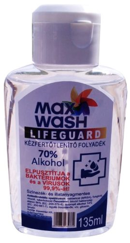 Maxwash Lifeguard Kézfertőtlenítő 135ml 70% alkohol tartalommal