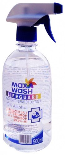 Maxwash Lifeguard Kézfertőtlenítő 500ml Szórófejjell 70% alkohol tartalommal