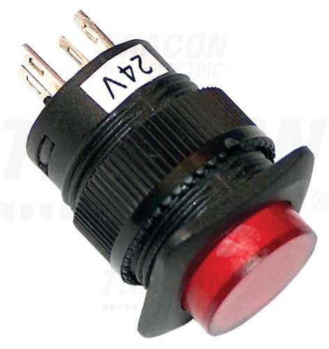 Tracon Mini jelzőlámpás nyomógomb, piros 1×NO, 2V AC/DC