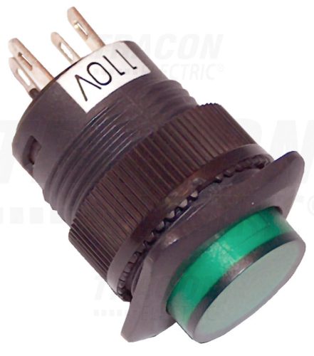 Tracon Mini jelzőlámpás nyomógomb, zöld 1×NO, 12V AC/DC