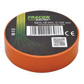   Tracon Szigetelőszalag, narancs 10m×18mm, PVC, 0-90°C, 40kV/mm