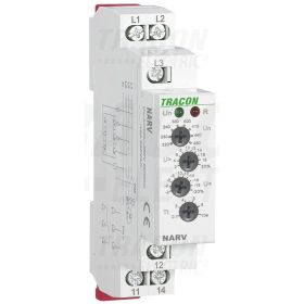   Tracon Feszültségfigyelő relé 3 fázisra AC 220-460V, U> U< = +/-2-20%, t=0,1-10s, Asymm 8%