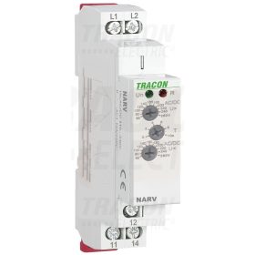   Tracon Feszültségfigyelő relé 1 fázisra AC/DC 110-240V, U> U< = 65-260V, t=0,1-10s