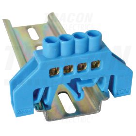   Tracon Szigetelt földelősín (N/PE), kék 230/400VAC, 100A, 6×9mm, 4P, IP20
