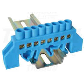   Tracon Szigetelt földelősín (N/PE), kék 230/400VAC, 100A, 6×9mm, 8P, IP20