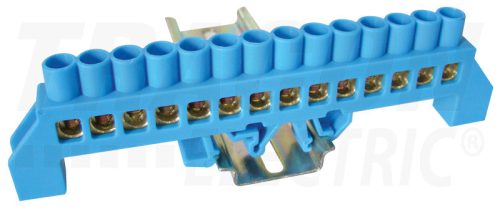 Tracon Szigetelt földelősín (N/PE), kék 230/400VAC, 100A, 8×12mm, 14P, IP20