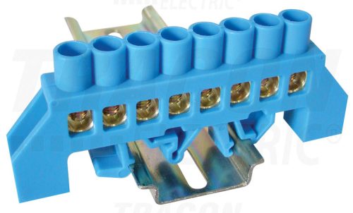 Tracon Szigetelt földelősín (N/PE), kék 230/400VAC, 100A, 8×12mm, 8P, IP20