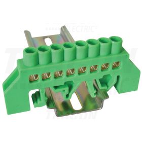   Tracon Szigetelt földelősín (N/PE), zöld 230/400VAC, 100A, 6×9mm, 8P, IP20