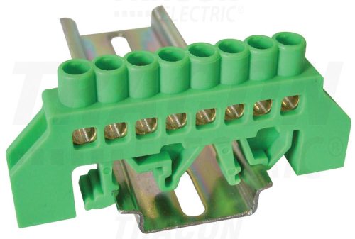 Tracon Szigetelt földelősín (N/PE), zöld 230/400VAC, 100A, 6×9mm, 8P, IP20