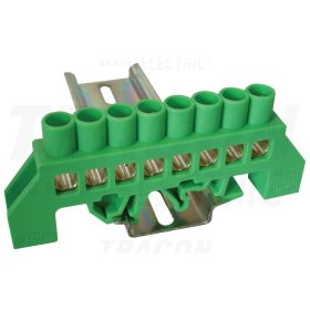   Tracon Szigetelt földelősín (N/PE), zöld 230/400VAC, 100A, 8×12mm, 8P, IP20