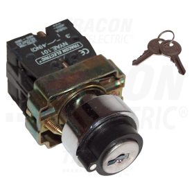   Tracon Tokozott kulcsos kapcsoló, fémalap, bal KI, kétállású 1×NC+1×NO, 3A/230V AC