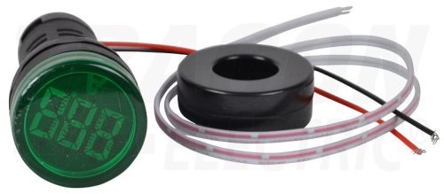 Tracon Árammérő, LED jelzőfény, zöld 1-100A, Um=230VAC, d=22mm