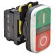 Tracon Kettős BE-KI nyomógomb, I-O, zöld+piros 1×NO+1×NC, 5A/230V AC-15, IP65
