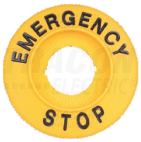 Tracon EMERGENCY STOP lap, magasított d=60mm, h=8mm, ABS