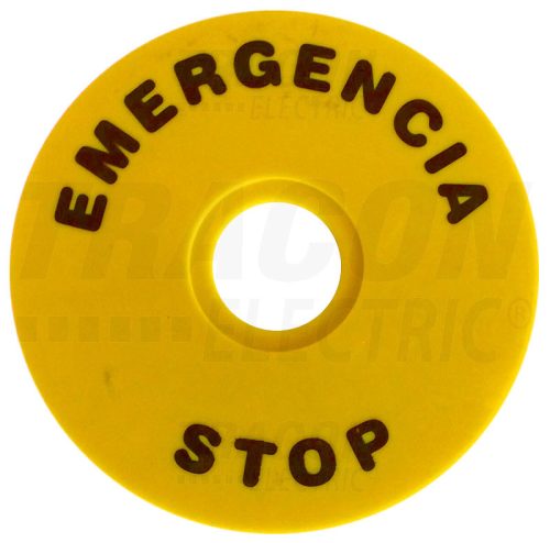 Tracon EMERGENCY STOP lap d=90mm; h=2mm; ABS