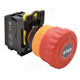  Tracon Vészgomb, világító, reteszelt, piros 1×NC, 5A/230V AC-15, 40mm, IP65, LED 230V AC/DC