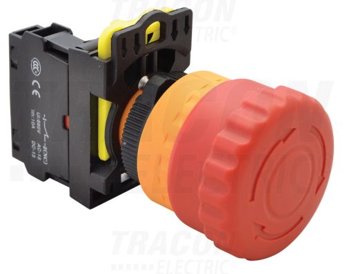 Tracon Vészgomb, reteszelt, piros 1×NC, 5A/230V AC-15, 40mm, IP65