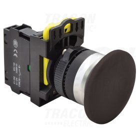   Tracon Gombafejű nyomógomb, fekete 1×NO, 5A/230V AC-15, 40mm, IP65