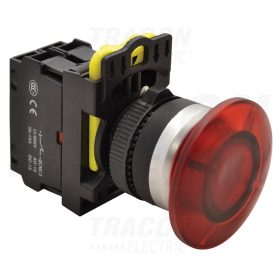   Tracon Gombafejű világító nyomógomb,piros 1×NC, 5A/230V AC-15, 40mm, IP65, LED 230V AC/DC