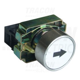   Tracon Jelölt nyomógomb, fémalapra szerelt, fehér, (fekete nyíl) 1×NO, 3A/240V AC, IP42