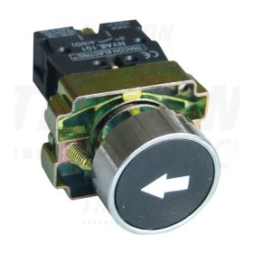   Tracon Jelölt nyomógomb, fémalapra szerelt, fekete, (fehér nyíl) 1×NO, 3A/240V AC, IP42