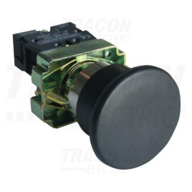   Tracon Gombafejű nyomógomb, fémalapra szerelt, fekete 1×NO, 3A/400V AC, IP42, d=40mm