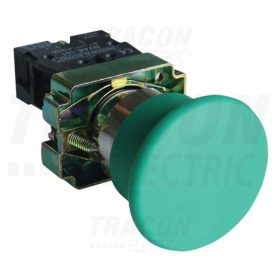   Tracon Gombafejű nyomógomb, fémalapra szerelt, zöld 1×NO, 3A/400V AC, IP42, d=40mm