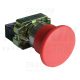 Tracon Tok. gombafejű vésznyomógomb, fémalap,piros,sárga f.,nem ret 1×NC, 3A/400V AC, IP42, d=40mm