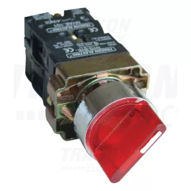  Tracon Világítókaros kapcsoló, fémalap, piros, LED,3állású, izzó n. 1×NC+1×NO, 3A/400V AC, IP42
