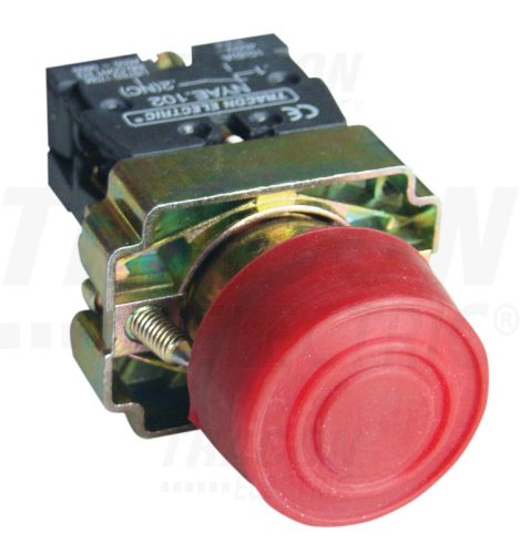 Tracon Gumiburkolatos nyomógomb, fémalapra szerelt, piros 1×NC, 3A/240V AC, IP55