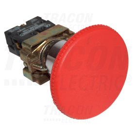   Tracon Gombafejű vészgomb, fémalapra szerelt, piros 1×NC, 3A/400V AC, IP42, d=40mm